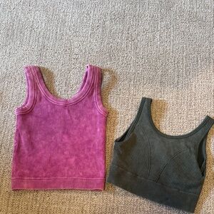 Pink and Gray Ribbed Tank Top/sports bra
